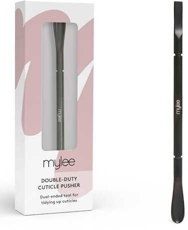 Mylee Spingi cuticole professionale, elegante, nero opaco, in acciaio inox, con doppia estremità, per spingere le cuticole e raschiare via i detriti della pelle difficili da rimuovere
