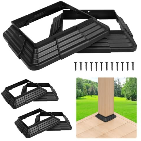 Mordx Vinyl-Pfostenhülse 6 Stücke 100x100mm/4x4 Vinyl Zaunpfosten Pfostensockel-Abdeckung,dekorative geteilte Pfostenabdeckung,für eranda-Zaun, Decktreppen, Schienen(6 Stück/schwarz)