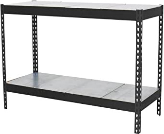 PROREGAL Schwerlastregal Metal Beast Two | HxBxT 90x150x45cm | 2 Ebenen | Fachlast 600kg | Anthrazit | Weitspannregal Werkstattregal Lagerregal