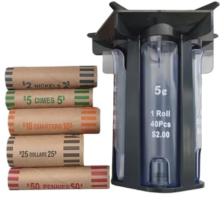 XINGLIDA Münzzählmaschine Rollender Münzzähler Münzhalter Zählmaschine Mit 5-in-1-Münzsortierer Röhrenverpackungshalter