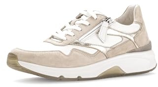 Gabor Damen Low-Top Sneaker, Frauen Halbschuhe,straßenschuhe,Strassenschuhe,Freizeitschuhe,Turnschuhe,Laufschuhe,Weiss/Oak/Puder,42 EU / 8 UK