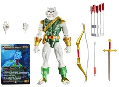 Marvel Legends Series Magic: The Gathering Man-Wolf, Spider-Man Action Figure plus Exclusive Foil Trading Card, Blue and Red