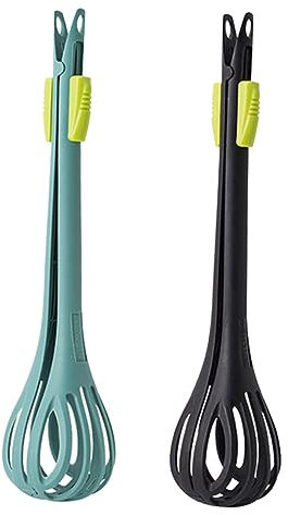 CRILSTYLEO 2 Piezas Batidor De De Nailon Bigote De Huevo Cuchara Para Mezclar Parrilla De Huevo Pasta Tallarines Mini Cucharadas Utensilio Para Batir Pasta Nylon Black