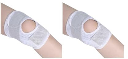 Juego de 2 rodilleras elásticas profesionales para hombres, banda fija ajustable, baloncesto, montañismo, blanco/pie derecho/M