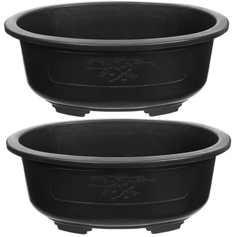 Yardwe 2 Pack Bonsai Pots 38 x 30 cm Oval Plastic Bonsai Training Pots Bonsai Tree Plants Pot Succulent Planter Pots for Garden, Yard, Office