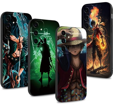 PBNDJVG 4 Stück Handyhülle für Samsung Galaxy S24 FE Hülle 6.7'' Anime Luffy Zoro Gear 5 Sun God Nika Manga Muster Design Case Kameraschutz Schutzhülle TPU Silikon Weich Ultra Dünn Cover