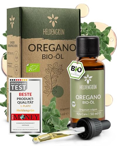 Heldengrün® BIO Oregano Öl [HOCHDOSIERT] zum Einnehmen 50 ml | +92% Carvacrol · Echter Bergoregano aus Griechenland · schon 1–2 Tropfen täglich · Bio-zertifiziert · Deutsches Startup