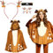 Sunshine Smile Damen Rentier Karneval Kostüm, Reh Bambi Cape mit Kapuze, Glitter Gesichtstattoo, Unisex, Damen, Kostüm, Karnevalskostüm, 4