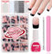 Black French False Nails Kit, 240Pcs Press On Nails, French Tips False Nails With Glue Acrylic Fake Nails 12 Sizes Stick On Nails Gift for Girls (Square- Black French)