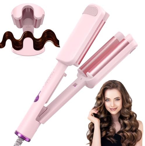 AISEELY 32mm Welleneisen für Haare,3-fach Barrel Beach Waves Lockenstab,Welleneisen Große Wellen,Einstellbare Temperatur (160°C-220°C), Hitzeschutz & Reisesicherung | Locken für alle Haartypen