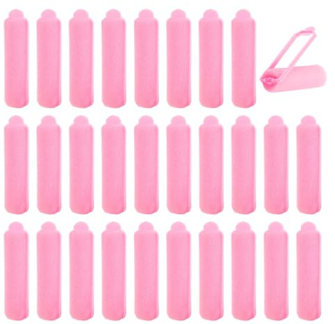 28 Pieces Pink Curling Barrel, Sleep Curling Iron, Small Sponge Curling Iron, Diy Curling Accessories, Women'S Long And Short Hair Curling Gadgets