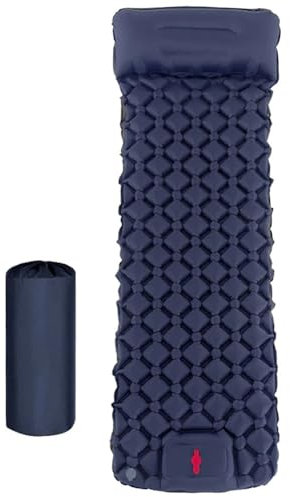 Générique Materassino per campeggio, materasso Bivouac, materasso per festival trekking con pompa a piedi integrata, materasso gonfiabile portatile per escursionismo, tenda da viaggio (blu scuro,