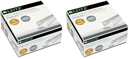 Leitz Power Performance P3 Heftklammern, 24 x 6 mm, 5000 Stück, verzinktes Metall, 54990000 (Packung mit 2)