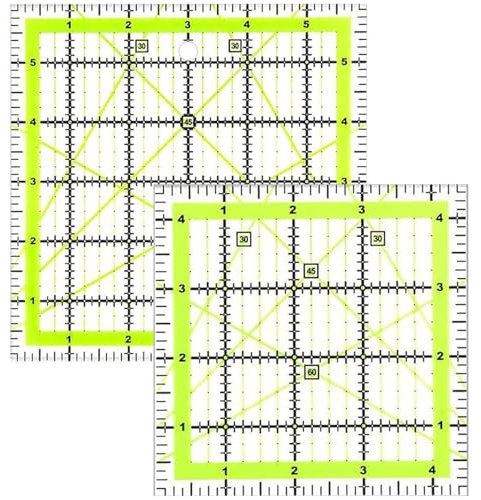 2 Pcs Quilting Templates,Square 4.5 Inch & 6 Inch Patchwork Rulers,Clear Acrylic Sewing Ruler Creative Grids Rulers,Double Colored Grid Lines,Sewing Ruler for Cutting Quilts Sewing DIY Crafts