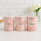 ONE BEST DEAL OBD Marble Tea Coffee Sugar Canisters Set Airtight Crystal Lids Unique Design Kitchen Decor & Housewarming Gift Set (Pink)