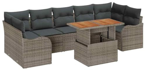 vidaXL Garten-Sofa-Set 8 STK. Grau Poly Rattan