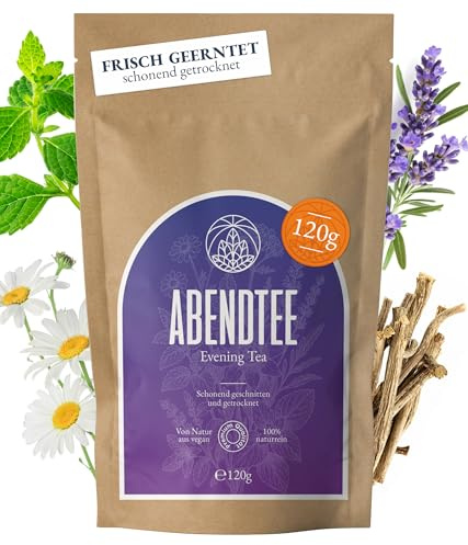 Abendtee Monte Nativo 120g – Kräutertee lose - für Entspannung, innere Ruhe | mit Melisse, Baldrian, Kamille, Lavendel, Pfefferminze & weiteren Kräutern – Loser Tee, gute Nacht - Schlaftee-Beruhigungstee
