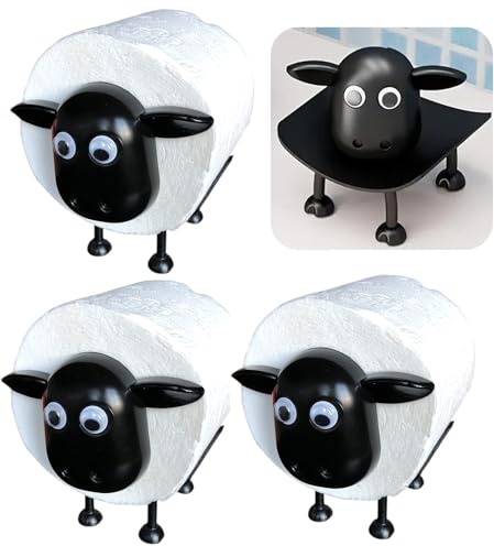 Toilettenpapierhalter Schaf-Design – einzeln 3 Stück - Lustige und dekorative WC Papier Aufbewahrung – Witziges Geschenk für Gäste-WC & Tierliebhaber - ohne Rolle