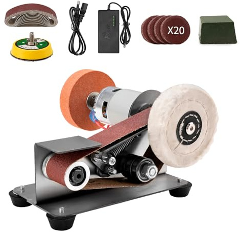 NuoDunco Electric Mini Belt Sander for Knife Sharpening | 7 Adjustable Speed, with 10pcs 330x30mm Sanding Belts, 15 Degree Bench Grinder, for Metal Wood