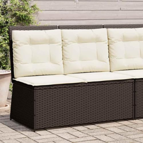 Ziaphsol Gartenbank Verstellbar mit Kissen, Braun Poly Rattan, 108 cm Breite, UV-beständig, wetterfest für Garten, Terrasse, Balkon