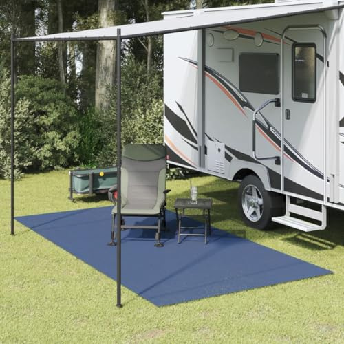 Zeltteppich Blau 4x2 m, Polyester PVC-Schaum Outdoor Camping Unterlage, rutschfest, UV-beständig, robust für Vorzelt & Wohnwagen