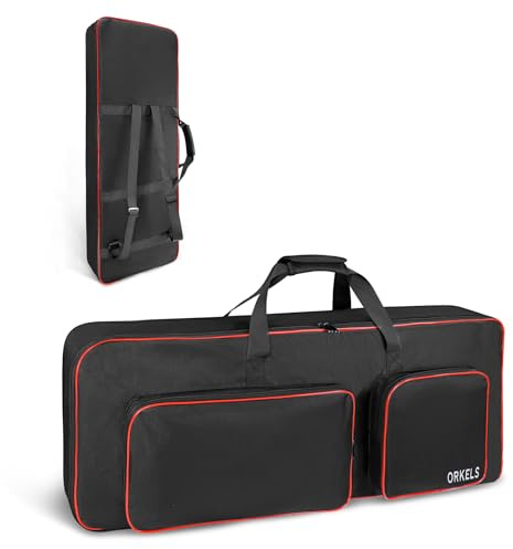 SUNDOY Keyboard Gig Bag with Padding, Electric Piano Case, 600D Oxford Fabric, 10mm Cushioning, Large Accessory Pockets (For 49-KEY-93x37x11-CM)