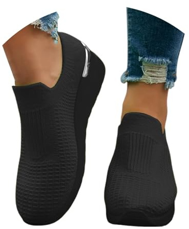 Zapatos ortopédicos para Mujer Zapatos Casuales para Mujer, Zapatillas de Plataforma con cuña, Transpirables, de Punto, sin Cordones, Caminar al Aire Libre, Viajes, Uso Diario