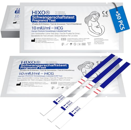 50x Schwangerschaftstest 10 mIU/ml – Ultra Sensitiver Frühtest vor Periode – hCG Teststreifen – Über 99% Genauigkeit – Mit Ultrafrühtest schnell & diskret Zuhause Testen bei Kinderwunsch