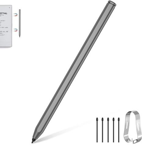Penna Stylus Magnetica compatibile con Remarkable 2 Pen, Penna Sostitutiva con Gomma, 4096 Livelli di Pressione, Palm Rejection, Tilt & 5 Punte, per Remarkable 2/1, Argento