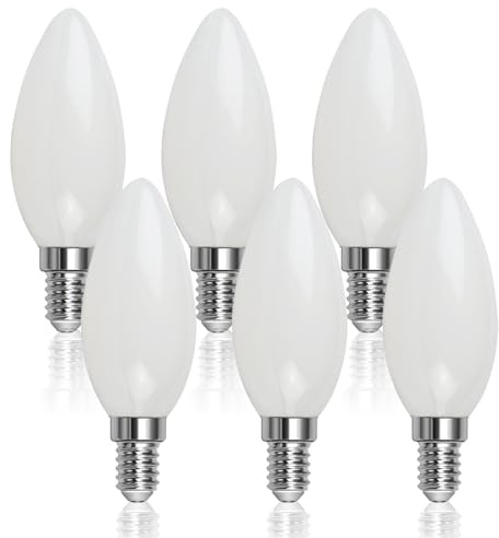 FEILEMAN E14 LED Kerzenlampe 2W, 250lm 2700K Warmweiß, C35 matt, 6er-Pack | Ersetzt 25W Glühbirne, LED Leuchtmittel aus mattiertem Glas, gemütliches Licht ideal für Kronleuchter, Nicht Dimmbar