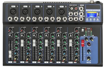 7/8/12 Channel Professional Audio Mixer Sound Board Console Desk System Interface for Recording Live Streaming Podcasting Karaoke Studio (7 Channel)