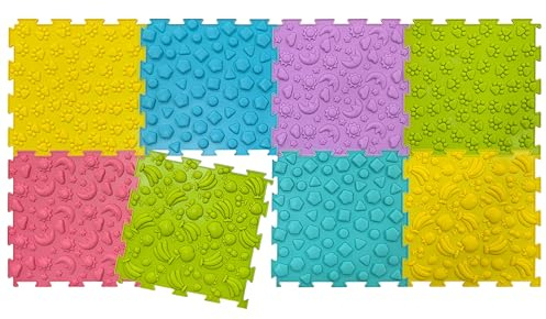 Orthopädische Sensorische Boden spielmatten, Sensorisches Massage Puzzle | 8 Teilig Sensorische Matte, Orthopädische Massagematte, Puzzle Matte, für Berührungswahrnehmung, Fußprävention