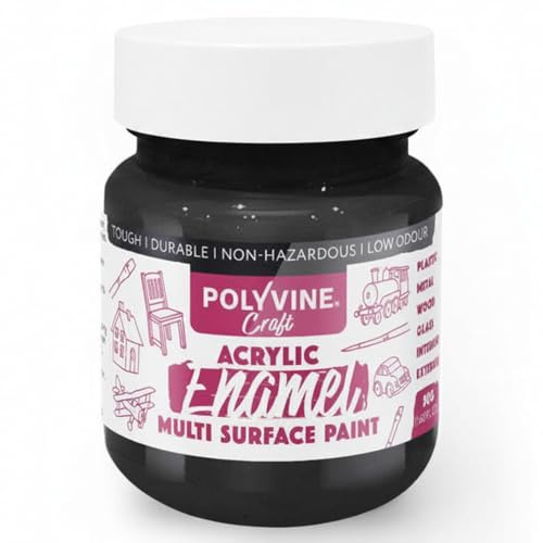 Polyvine Craft Acrylic Enamel Paint - Water-Based Hobby Craft Acrylic Paint - Durable Finish, Low Odour, Intermixable Enamel in 15 Rich Pigment Colours for Glass, Wood, Metal, Clay, Stone&More, 100 ml