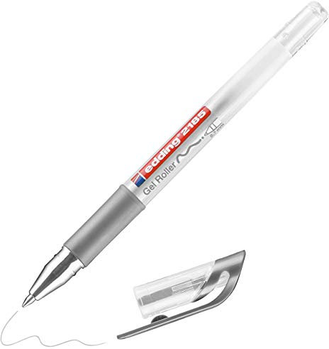 edding 2185 Gelroller - silber - 1 Stift - 0,7 mm - Gelstifte zum Schreiben, Malen, Mandala, Bulletjournal - Gelschreiber, Gelmalstifte silber