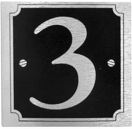 Rowan House or Gate Number '3' - Self Adhesive Silver on Black