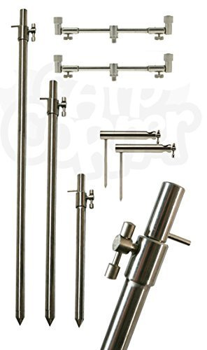 NGT Carp Fishing adjustable Stainless 2x 2 Rod Buzzer Bars 2x Banksticks stabilisers (2x 30-50cm Banksticks)