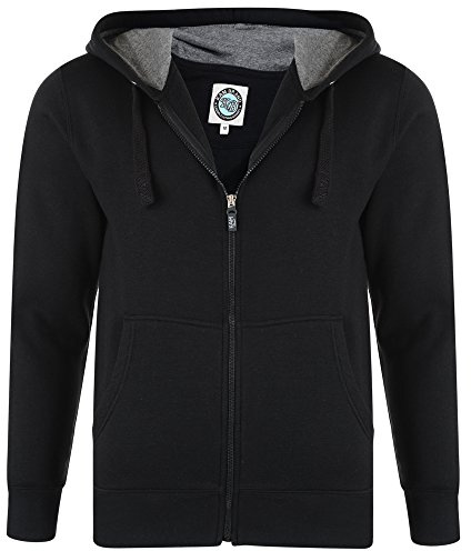 Kam Jeanswear Men's Full Length Zip Extra Long Plain Hoodie in Black KBS 503