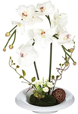 Atmosphera - Arrangement aus künstlichen Orchideen - Keramikvase - H46 cm - Weiß