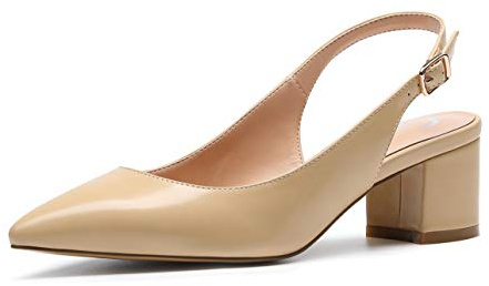 Castamere Zapatos de tacón Clásicos Zapatos Mujer Tacón Fiesta Sandalias de Tacón Bajo para Mujer 5 CM PU Desnudo EU 38