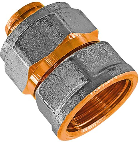 MegaHaustechnik Übergang mit 1 Rohr Zoll Innengewinde IG für 26,0 x 3,0 mm Rohr Außendurchmesser x Wandstärke Mehrschicht Alu Verbundrohr Schraub Fitting aus Messing mit Klemmring Verschraubung