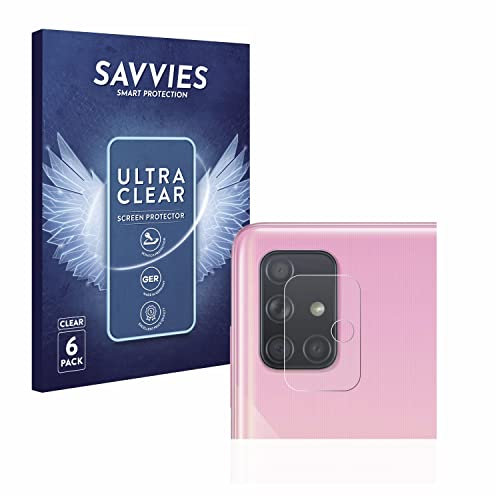 Savvies 6 Stück Schutzfolie für Samsung Galaxy A51 (NUR Kameraschutz) Displayschutz-Folie Ultra-Transparent