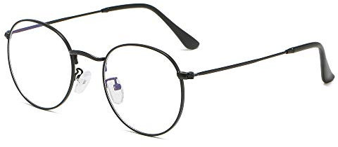 JoXiGo Occhiali da Computer Filtro Luce Blu Rétro Tondo Metallo Telaio Antiriflesso Anti Radiazioni per PC Tablet TV e Gaming, Borsa per Occhiali