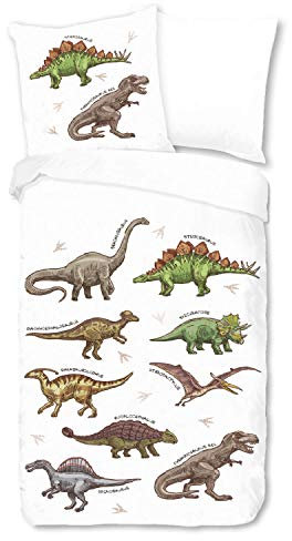 ESPiCO Bettwäsche Sleep and Dream Dino Bunt Dinosaurier Reptilien T-Rex Tiermotiv Kinder Zimmer Renforcé, Größe:135 cm x 200 cm