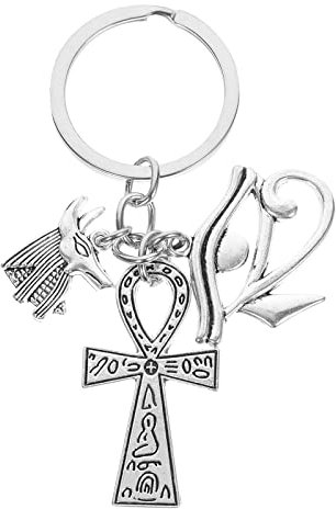 Abaodam Porte-clés œil d'Horus Ankh Croix Anubis Pendentif Porte-bonheur Symbole de l'Egypte Antique Pendentif Vintage Pendentif de Famille Amis