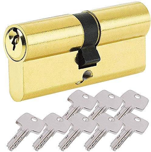 BETOY Cylindre de serrure - 45/ 45 (90mm)porte de cylindre - Finition en laiton - Sécurité standard - Haute sécurité