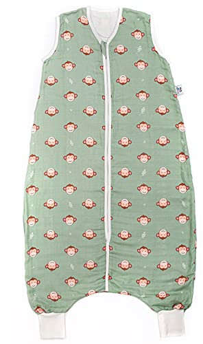 Hosenmax Sommerschlafsack mit Beinen - Kinderschlafsack für warme & kalte Nächte – TOG 1.0 - Übergangs Schlafsack mit Füßen - Frecher Affe Größe 110 cm
