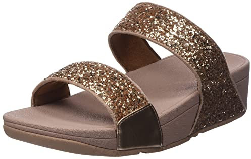 Fitflop Women's Lulu Glitter Slides, Rose Gold, 7 UK