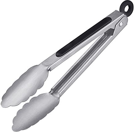Westmark Pinzas para barbacoa + pinzas para servir, Con brazos de acero inoxidable y mangos engomados, Longitud: 20 cm, Acero inoxidable/plástico, Classic Special Mini, Plateado/Negro, 16232270