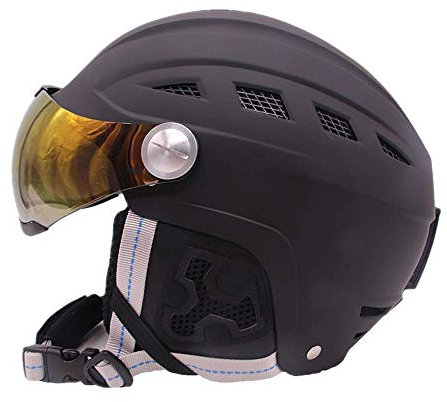 Sport Tent Kids Ski Helmet Visor Adult Snowboard Helmets Visor Ski Snow Snowboard Skate Helmet With Removable Polarized Goggles (Medium(56-58cm), Black)