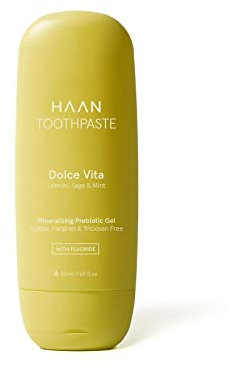 HAAN - Dolce Vita Whitening Zahnpasta mit Fluorid 50ml - Vegan und nachfüllbar – Geschmack Zitrone & Pfefferminz